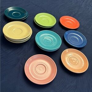 Fiesta saucers only for tea cups. There are no cups only saucers.